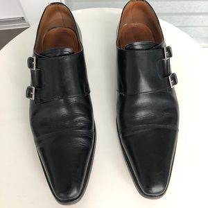 Black Leather Monk-Strap Dress Shoes